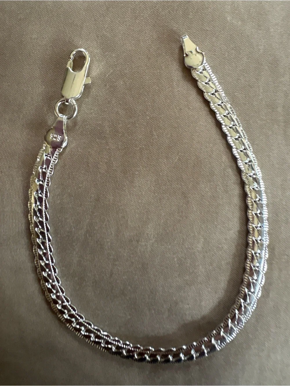 Solid Sterling Silver Cuban link Bracelet 7.5 inch